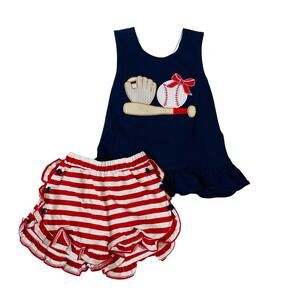 NWT Three Sisters Size 24M Baseball Girls Short Set
